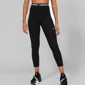 Nike Pro Women's High-Waisted 7/8 Mesh Panel Leggings DA0483-013 (Blk/Whit) SZ M
